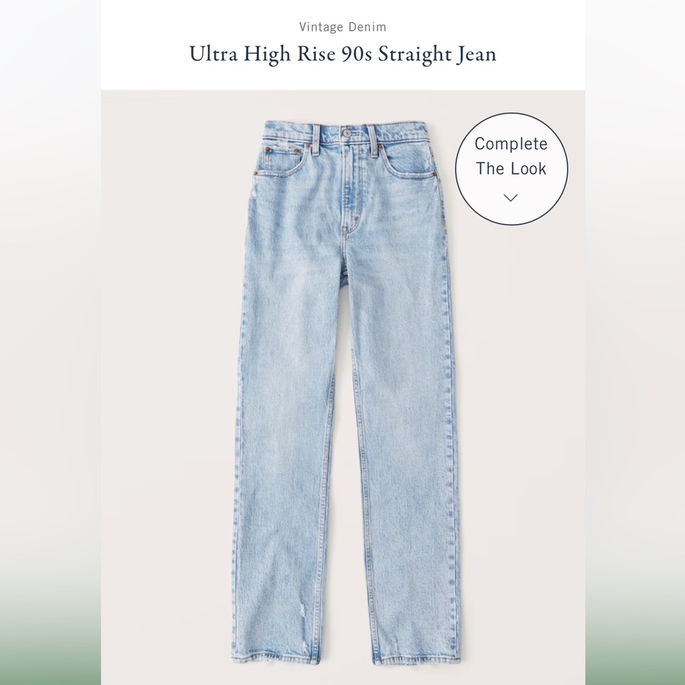 Abercrombie Ultra high rise 90s straight jeans light wash A&F